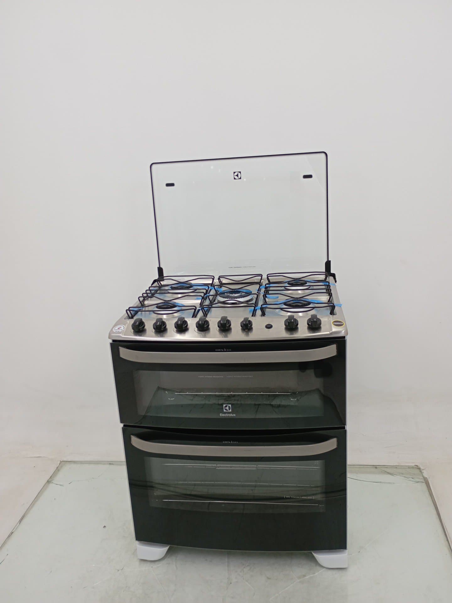 Miniatura 1 de Fogao Electrolux 76dba 5 Bocas Duplo Forno Mesa Inox - Branco